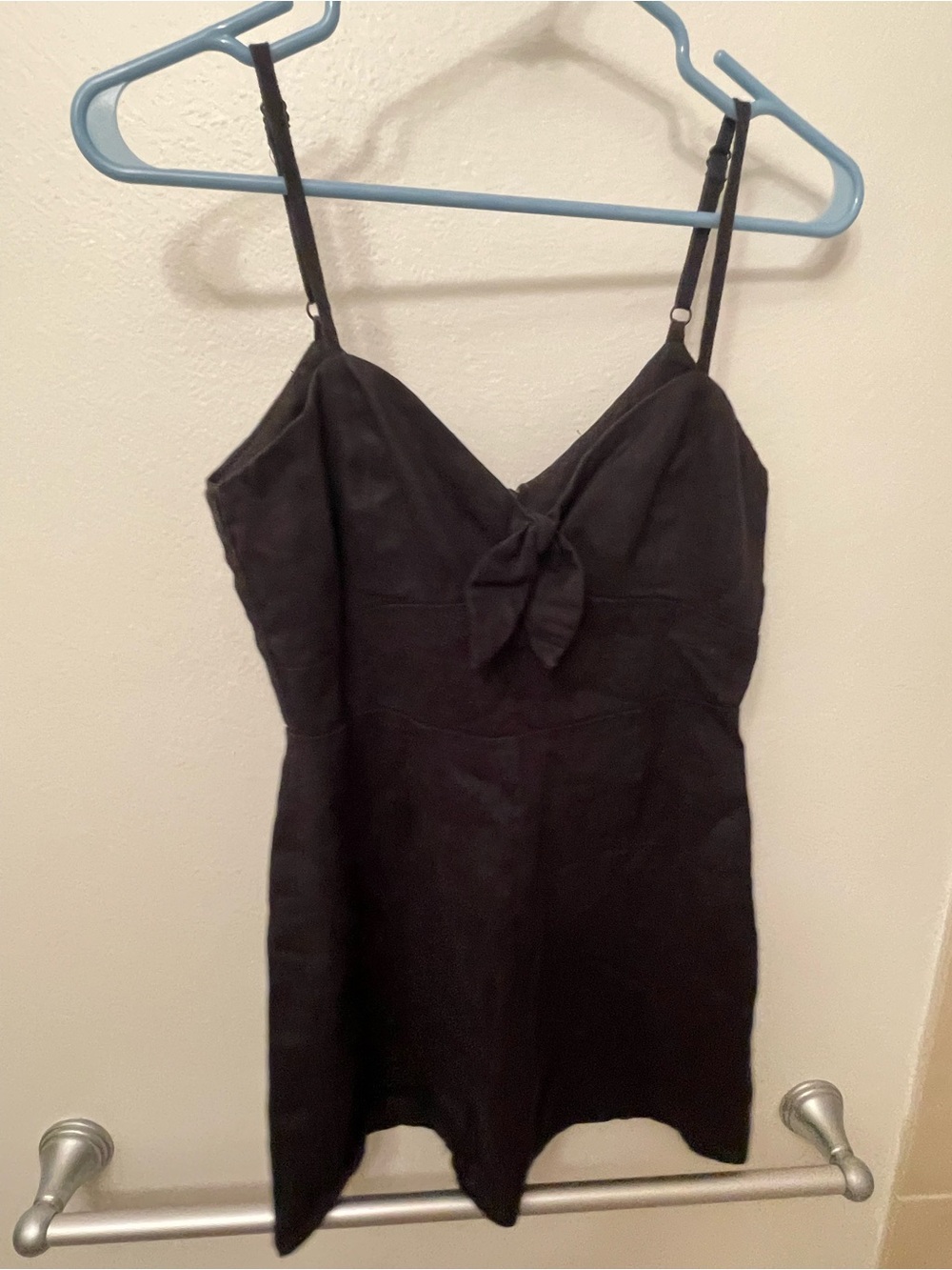 Reformation Black Mini Dress with Front Tie Size 4P